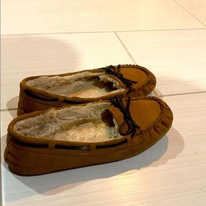 Brown Suede Moccasin Slippers